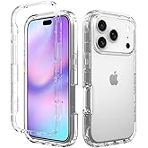 Eilkmcre for iPhone 17 Pro Case, for iPhone 17 Pro 5G Phone Case with Built-in Screen Protector Clear Slim Back Cover Shockproof Rugged Heavy Duty Bumper Full Body Protective Case, Clear