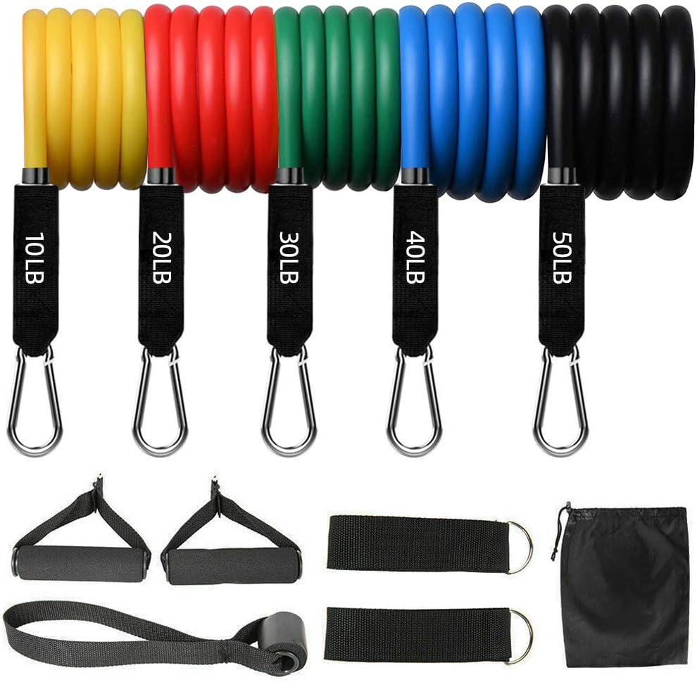 Alupper Exercise Resistance Bands Stretch Workout Bands 11 PCS Set for Men Women for Resistance Training Home Gym Fitness