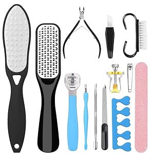 Hapythda Professional Pedicure Tools Kit Foot Scrubber Scraper for Dead Skin, Foot File Rasp Callus Remover for Feet, Foot Care Nail Clippers File Set for Men Women,13 PCS