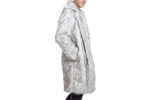 oelaio Faux Fur Coat Men-Winter Jackets for Men,Leopard Pattern Luxury Overwear Parka Cardigans Parka Outerwear,Gray#68,Large