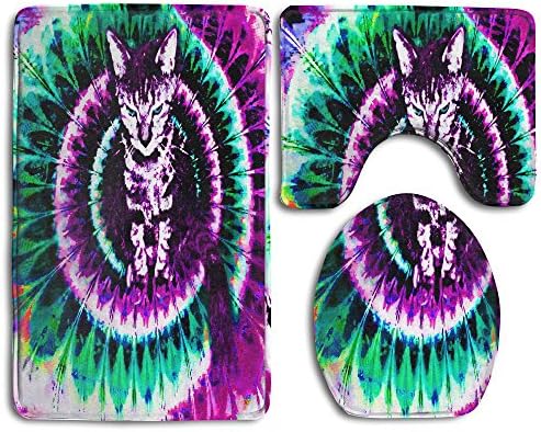 Bathroom Accessories Bath Rug Microfiber 3D Pattern Colorful Cat Sets 3 Piece Toilet Mat Non Slip Shower Floor Rugs Pedestal Rug + Lid Toilet Cover + Bath Mat