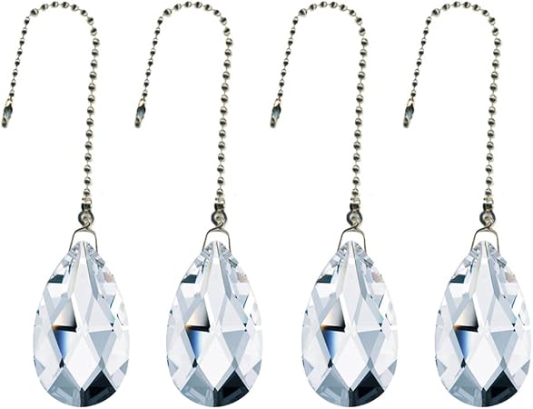 Gusnilo Ceiling Fan Pull Chain Clear Crystal Almond Prism Fan