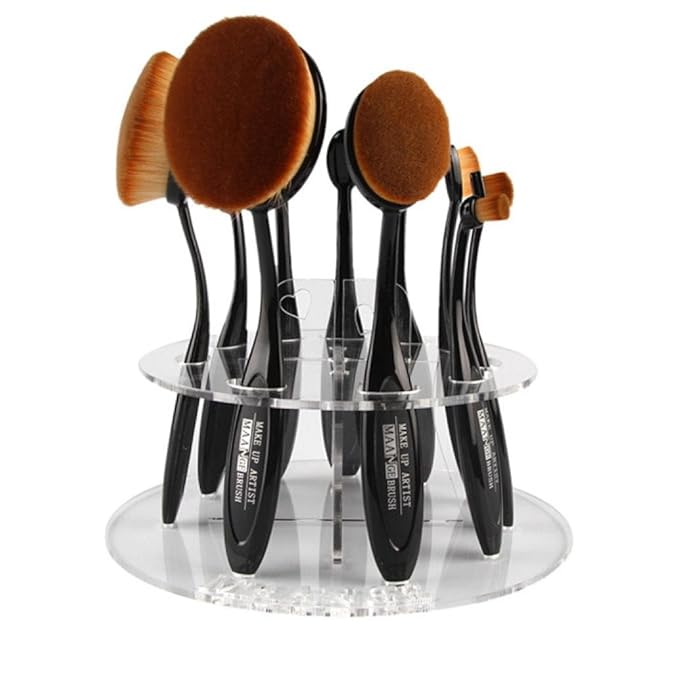 Brush Holder, Lisingtool 10 Hole Oval Makeup Brush Holder