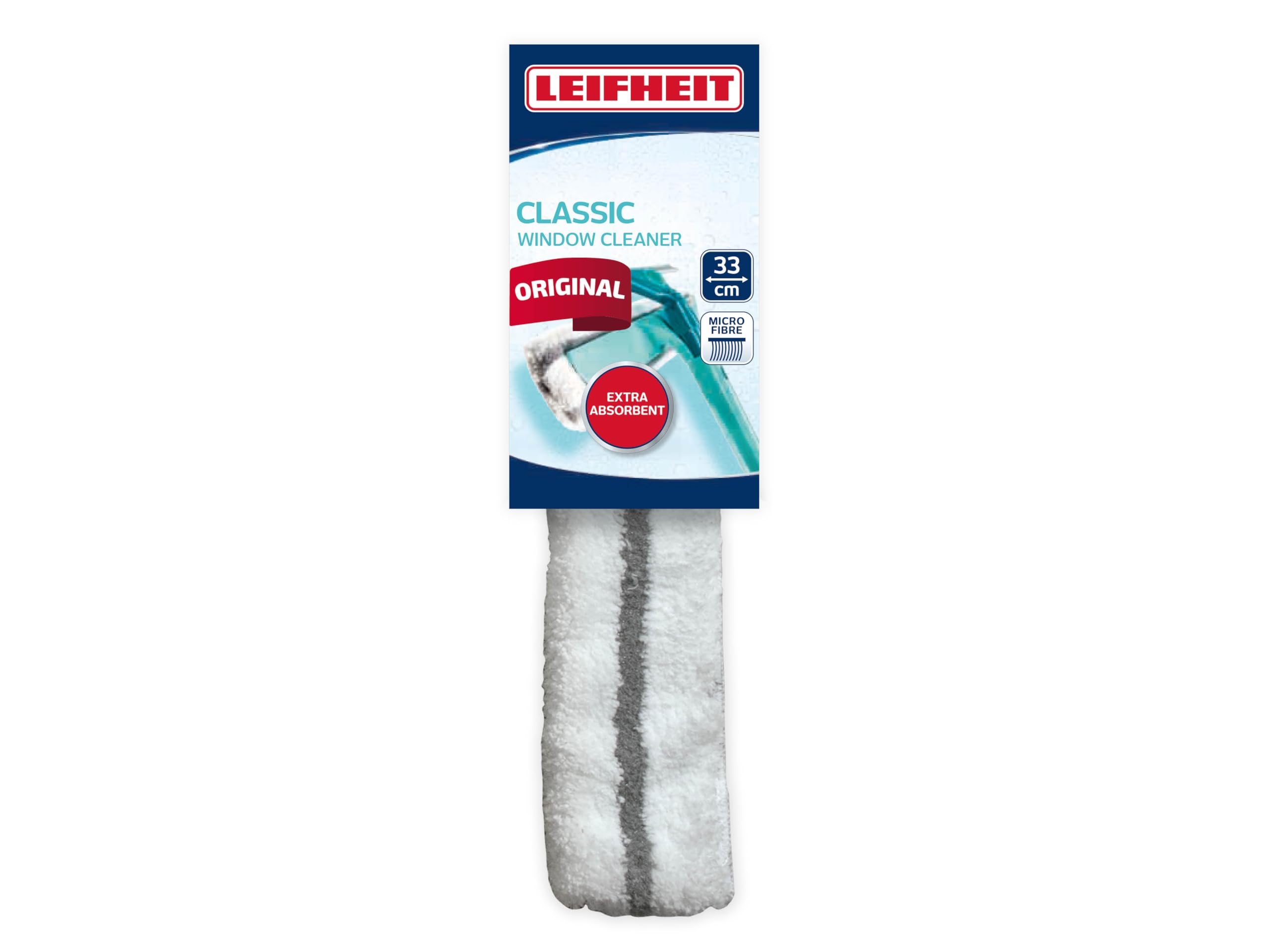 Leifheit Classic Cover Window Cleaner 55238 Micro-Fibre pad 33cm Wide, White, 0