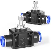 TAILONZ 6mm OD SCF-6 Air Flow Control Valve Push-to-Connect Fitting 5PCS | Copper&amp;Plastic, Body with Seal Ring, for PU/PA/PE/PVC, Angle-Adjustable after Installation, for Pneumatic Systems.