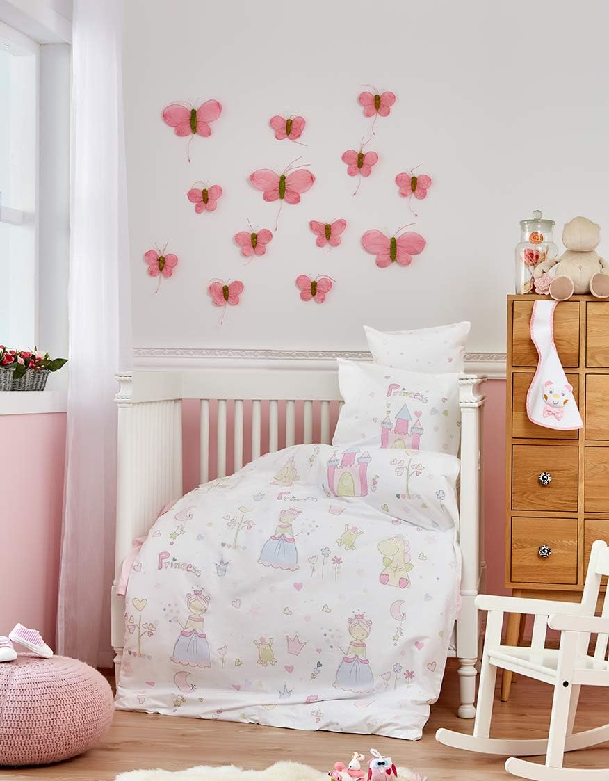Princess Baby Duvet/Quilt Cover Set Bedding Set 100% Ranforce Cotton Turkish Cotton Comforter Cover Toddler Bedding Sheet Set 4 Pieces