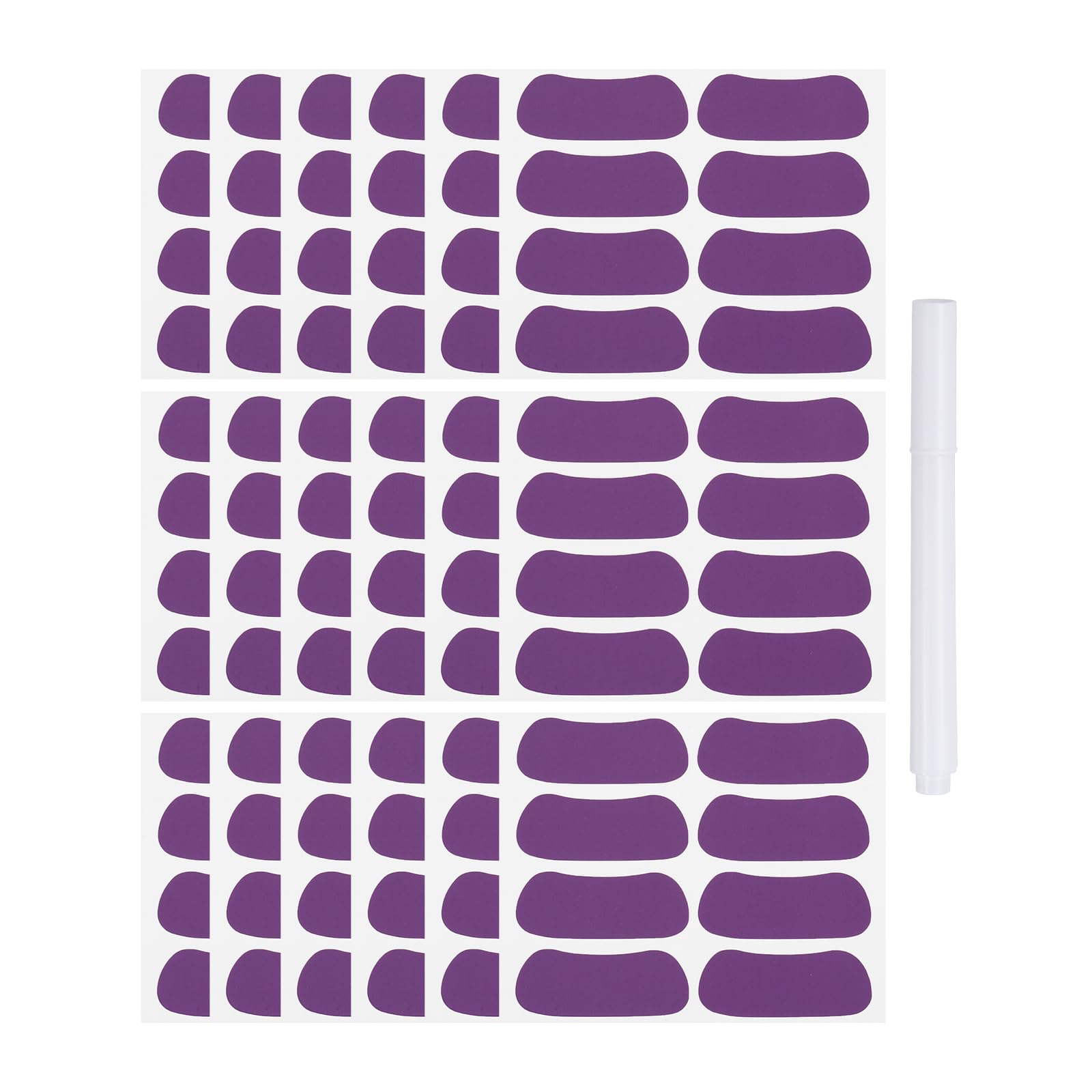 PATIKIL 72 Pairs Sports Eye Black Stickers, Under Eye Black Strips Football Face Stickers Breathable Eyeblack Sticker with 1 Pcs White Pencil for Baseball Fans on Game Day, Purple