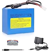 Horsun 12V 3000mAh Rechargeable Lithium Battery, Bare Leads Wire Replacement Battery Pack with Charger for 12V Devices RC Car, Boat, Robot, DIY, LED Light Strip, CCTV Camera guarden Pump