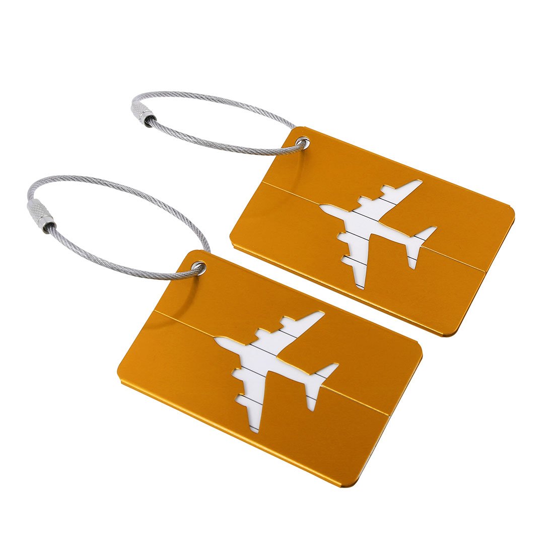 Sourcingmap Luggage Tags,Metal Travel Tags Luggage Identifier Card Holder Name Address ID Labels for Baggage Suitcases,Gold Tone,2 Pack
