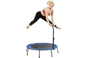 MATRIX-ATHLETIC Vimexciter 40" Foldable Mini Fitness Trampoline with Adjustable Foam Handle, Exercise Rebounder for Adults Kids Indoor/Garden Exercise, Max Load 330lbs, Blue