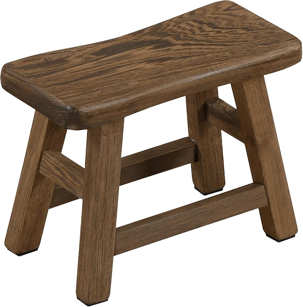 DSFSAEG Wooden Stool Step Rustic Footstool Plant Stand 27x13x21cm