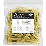 12-10 AWG Heat Shrink Butt Connectors - 50Pcs Yellow Waterproof Crimp Electrical Wire Connectors Splice Marine Automotive Cab