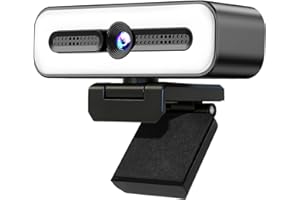 1080P HD Webcam for PC, Web Camera with Microphone, Adjustable Ring Lights, Noise Cancellation, Privacy Cover, Wide-Angle Len