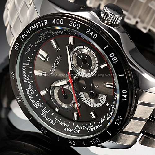 Mens Curren Relojes Marca Superior Reloj de Cuarzo de Acero Militar del ejército Deporte Impermeable Reloj Negro - Imagen 5