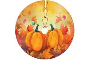 HSBOLEDIY Fall Pumpkins Maple Thanksgiving Christmas Tree Skirts 30", Xmas Tree Cloth Mats Trees Skirts for Decor Gift, Home Decoration