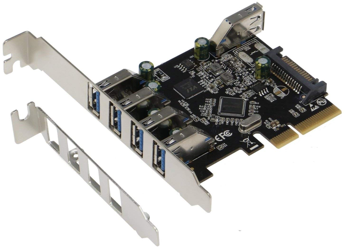 SEDNA - PCIe 5 Port (4E1I) USB 3.1 Gen II (10Gbps) Adapter Card with Low and standard profile brackets