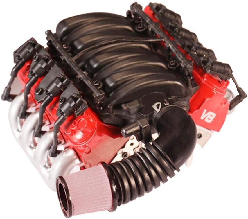 Tingtin Simulation V8 Engine Cover with Radiator Cooling Fan for 1/10 RC tracked car TRX4 Mustang AXIAL SCX10 D90 D110 or other remote control car