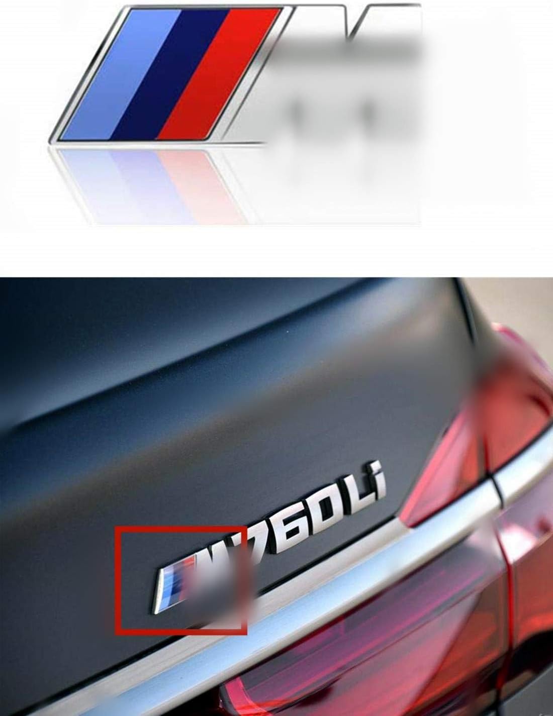 M Power Badge Tri Color Rear Emblem Fender Side Emblem Car Decal Logo Sticker Fit for M Sport Accessories-1pcs（sliver）