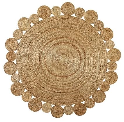 Green Decore Handgefertigte geflochtene runde Naturfaser Jute Teppich, Natur (180 cm Durchmesser, Artisan natürlich)