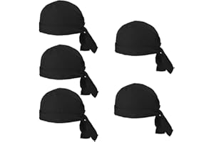 JDRGJTH Black Chef Hat Unisex Cap Adjustable Cooking Headgear with Ties,Black Skull Cap Sushi Chef Hat for Kitchen Cooking Service