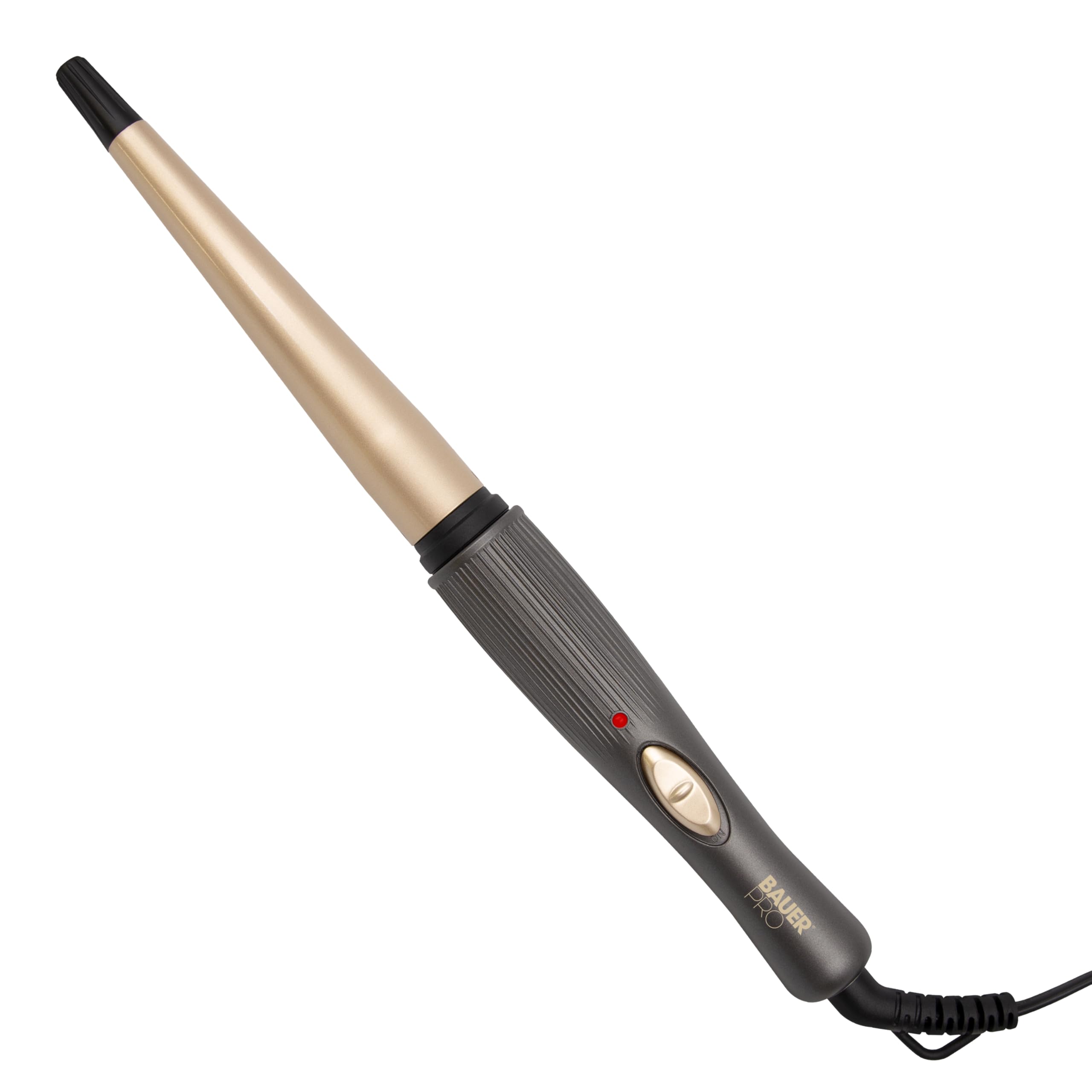 Bauer Professional 39839 TourmaPro Curling Wand / 13mm to 19mm Cone Shaped Barrel / 180° Heat, 360° Swivel Cord and Cool Touch Tip/Grey & Gold