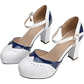 FOREADA Mary Janes for Women Platform Heels Bow Kawaii Shoes Vintage Dress Pumps