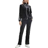 Woolicity Womens Velour Tracksuits Set 2 Piece Sweatsuits Full Zip Velvet Outfits Hoodie and Sweatpant Jogging Suit