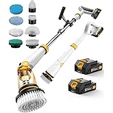 Qimedo Electric Spin Scrubber, 1500 RPM High Power Shower Cleaner Brush with 2 Replaceable Batteries & 8 Heads, Cordless Clea