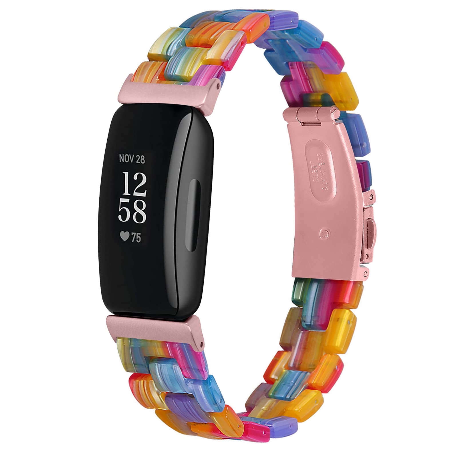 Chofit Straps Compatible with Fitbit Ace 3 Strap, Adjustable Replacement Resin Wristband Band Watch Accessory for Ace 3/Inspire 2 (Rainbow)