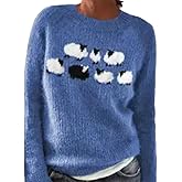 Womens Argyle Vintage Pullover Sweaters Winter Fall Stripes Casual Loose Long Sleeve Knitted Sweater Tops