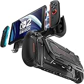 Mumba Dockable for Nintendo Switch 2 Case with Flip Stand, [Titan] Ergonomic Switch 2 Grip Protective Cover Holds 5 Game Cards & 2 TF Cards TPU Accessories and Quick-Release Joy-Con Design(Black)