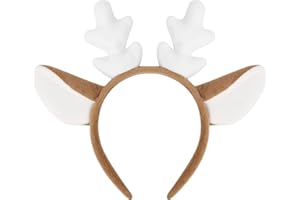 WOVOWOVO Halloween Deer Headband Reindeer Antlers Headbands Deer Ears Antlers Headband Cute Christmas Head Bands Cosplay Costume Party for Women Adults