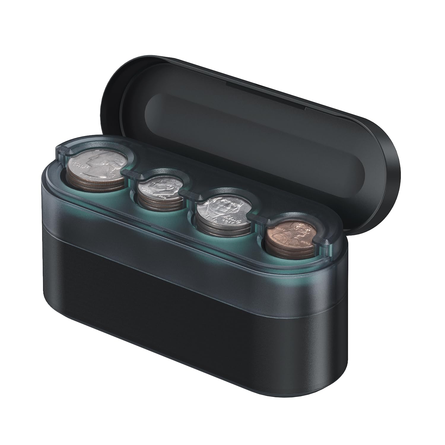 Photo 1 of HALOBLK Larger-Capacity Coin Holder for Car Change Holder Organizer, Compatible with Most Car & Trucks, Black