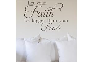 WALL SAYINGS VINYL LETTERING Let Your Faith Be Bigger Than Your Fears Vinyl Lettering Wall Decal Stickers (12.5" H x 16.5" W, Brown)