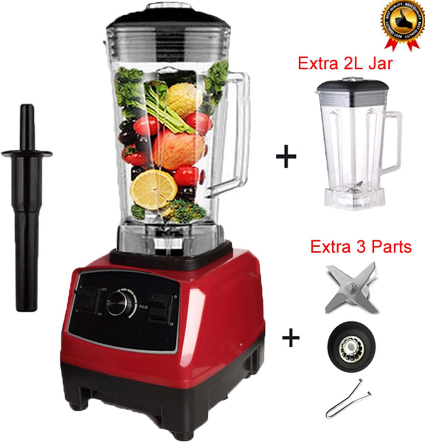 BPA free 2200W Heavy Duty Commercial Blender Professional Blender Mixer Food Processor Japan Blade Juicer Ice Smoothie Machine,redjarfullparts-lid