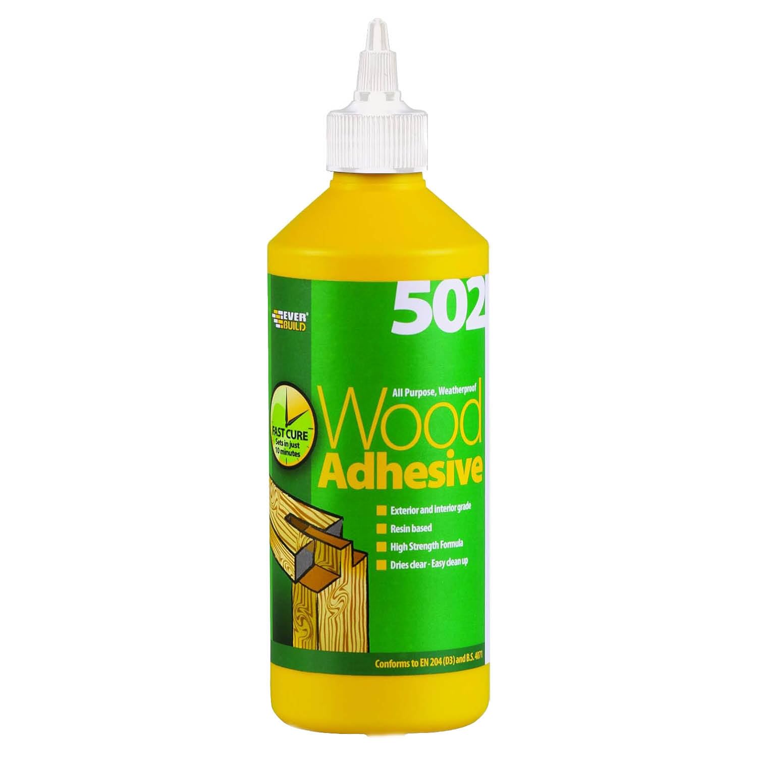 Everbuild 502 All Purpose Weatherproof Wood Adhesive – Suitable for typical Wood Bonding Applications – 500 ml