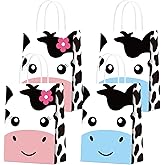 KERINGO 16 PCS Cow Print Party Bags for Cow Farm Themed Birthday Party Supplies and Decorations