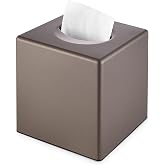 Y-in Hand Tissue Box Cover, Square Facial Cube Tissue Box Holder, Storage Accessories for Bathroom Vanity, Bedroom Countertops, Dressers, Night Stand, Parlors and Offices - Brown Bronze