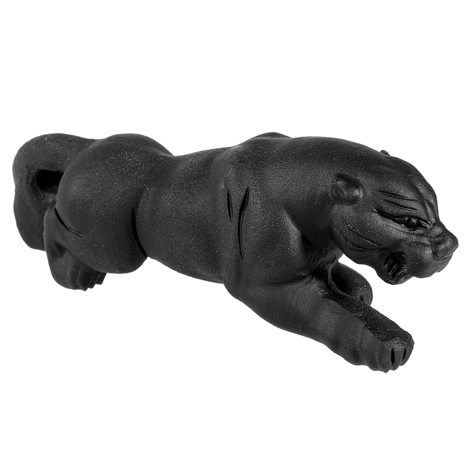 Nupuyai Carved Obsidian Panther Statue, Black Stone Figurine Carved Animal Leopard Figure Collectible Sculpture for Home Office Tabletop Decor