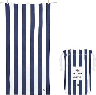 Dock & Bay Beach Towel Cabana Whitsunday Blue Large 160x90cm Recycled
