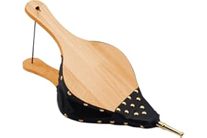 FOEDO Fireplace Bellows, 19"x8" Bellows Indoor for Fire Pit Wood Stove Fireplace, Large Wood Air Blower Cast Nozzle, Bellows for Outdoor Camping (Oak Wood)