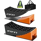 RV Leveling Blocks Ramp Kit, 2 Packs Camper Leveler System for Travel with Two Chocks, 2 Anti-Slip Mats, 1T Bubble Level and 