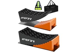 OFISPEED RV Leveling Blocks Ramp Kit, 2 Packs Camper Leveler System for Travel with Two Chocks, 2 Anti-Slip Mats, 1T Bubble Level and Carry Bag, Up to 35000 LBS, Easier & Faster to Level Camper-Orange
