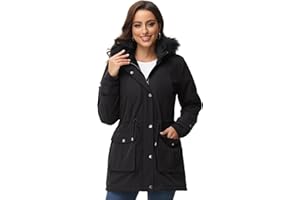 ROYAL MATRIX Women's Parka Coat Winter Warm Parka Jacket Fleece Lined Parka Coat Long Winter Coat with Hood