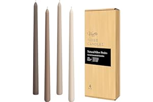 Viyffo Taper Candles 12 Inch 4 Pack Brown, 9 Hour Burn Unscented Dripless & Smokeless Decorative Candles for Dinner, Wedding & Home Decor