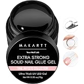 Makartt Solid Nail Glue Gel for Press-Ons, 15g Jar, No Mess, Lamp Required | Non-flowing beginner-friendly texture, adjustable fit before curing, for clear and light color nail tips, easy pick up uv gel