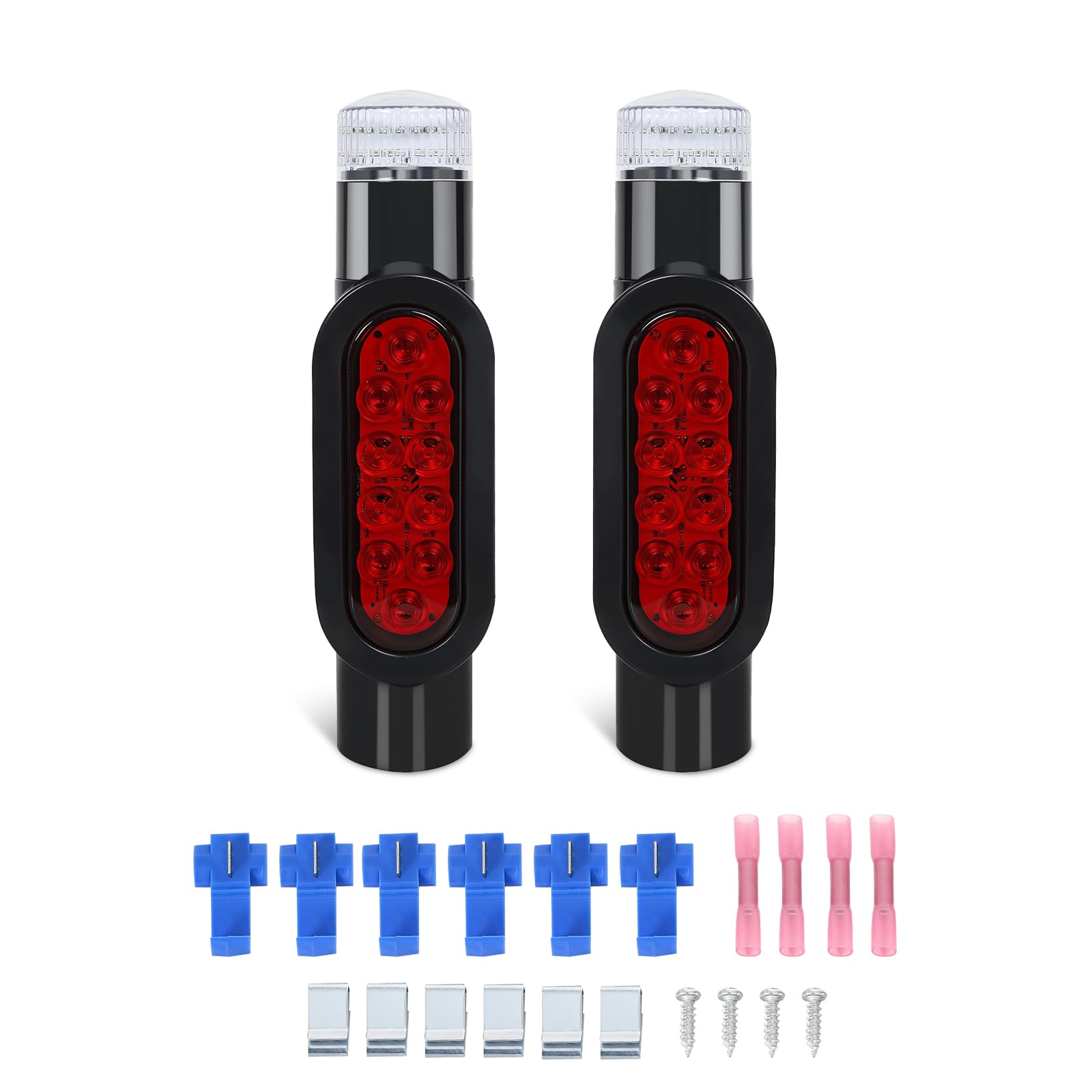Photo 1 of FSBCGT 2PCS Boat Trailer Guide on Post Pipe Light Set, (DOT SAE APPROVED) IP67 Waterproof Black Boat Trailer Guide Pole Lights, 12V LED PVC Pipe Lights, Sealed Submersible Turn Signal Brake Marker