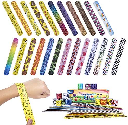 COVASA Slap Bracelets Party 72 PCs（24 Designs）Hearts/animal Print Kids Toys Christmas
