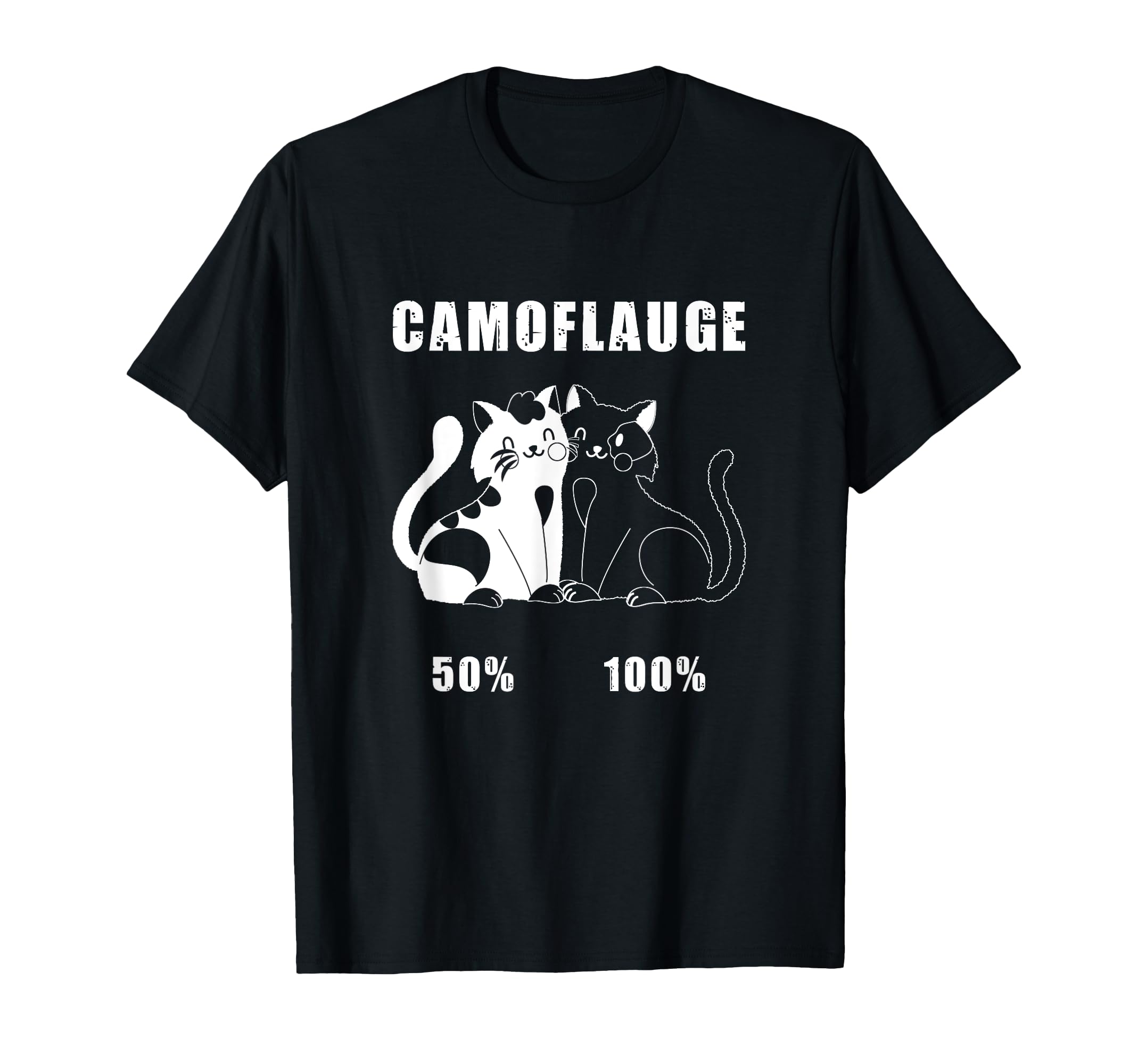Funny Camoflauge Black And White Spotted Cats Kitten Design T-Shirt