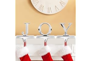 MCEAST Pack of 3 Christmas Stocking Holders Metal Mantel Stocking Clips Fireplace Stocking Hangers for Christams Decoration, Silver
